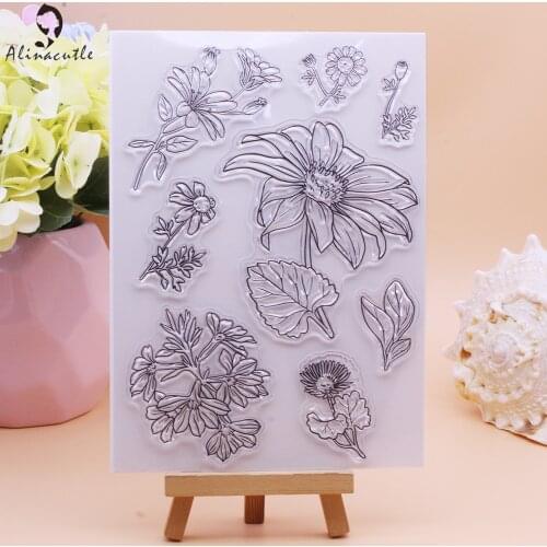 CLEAR STAMPS Big Flower Floral Leaves Garden Scrapbooking Handmade Card Album Paper Craft Rubber Transparent Silicon Stamp