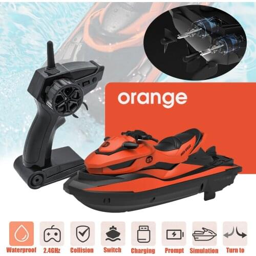 RC Motorboat Dual-Motor 10km/hour High Speed 2.4GHz 164ft Remote Control Boat for Pools and Lakes