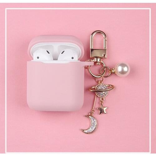 Diamond Moon Star Cosmic Silicone Case for Apple Airpods 1 2 Case Pearl Bracelet Accessories Cover Box Bluetooth Earphone Case