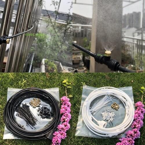 S271 Water tap pressure misting sytem with 16pcs injectors for garden watering and mushroom humidification total 12M length