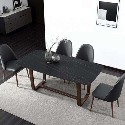 Nordic solid modern simple rock plate special shaped chair combination ash wood dining table 4