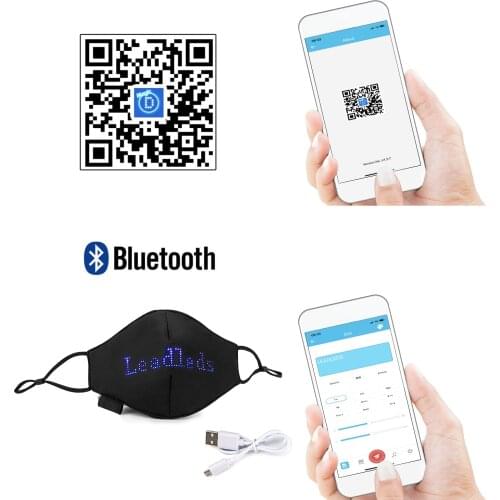LED Mask Matrix Bluetooth Programmable with Built-in Battery for Supermarket/Shopping/Party/New Year/Valentiness Day Gifts