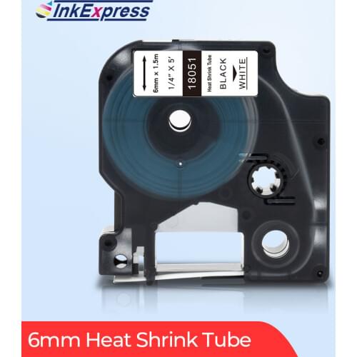 InkExpress 18051 Heat Shrink Tube Tape For DYMO 18051 Rhino IND Tape 6mm Cable Label For DYMO Rhino 4200 Rhino 5200 Label Maker