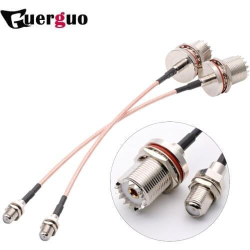 UHF - F TV Brass Straight RG316 RF Coaxial Adapters F To UHF PL259 PL-259 SO239 SO-239 Connector UHF Female to F Female Socket
