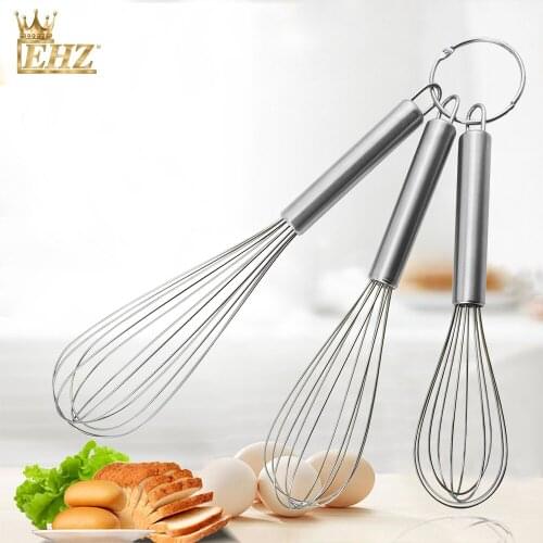 Stainless Steel Whisk Kitchen Whisk Milk Egg Beater for Cooking Blending Whisking Beating Stirring Balloon Wire Whisk 8" 10" 12"