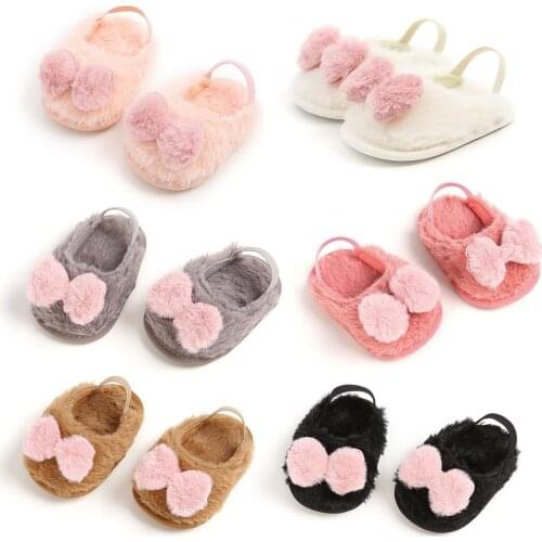 Spring Summer Fur Infant Toddler Kids Indoor Shoes Baptism Birthday Present Princess Little Girl Shoes Prewalker