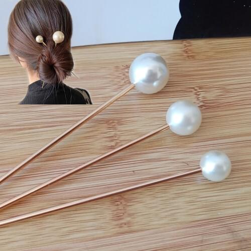 Japan Minimalist Alloy Metal Hair Sticks For Women Girl Imitated Hairclip Bun Holder Hairpins Headwear Hair Jewelry