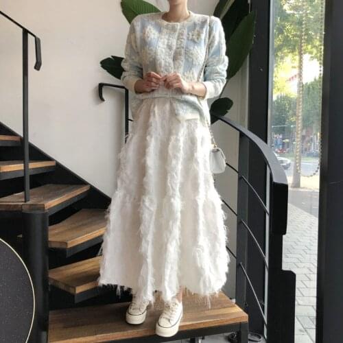 South Korea CHIC autumn and winter retro embroidery flowers round collar single breasted long sleeve cardigan sweater coat