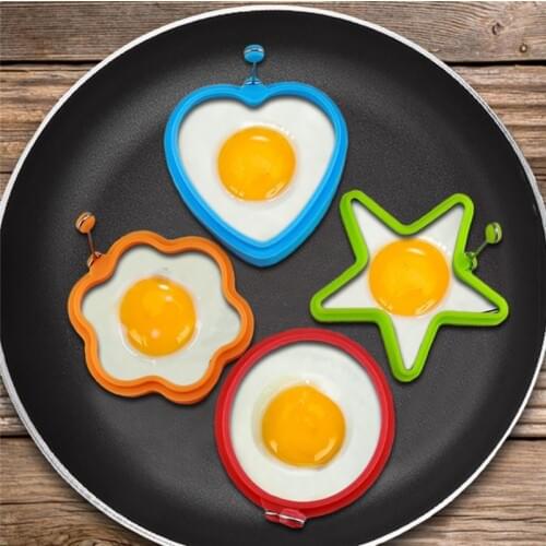 1 Pcs Silicone Fried Egg Pancake Ring Omelette Fried Egg Heart Shaper Eggs Mould for Cooking Breakfast Frying Pan Oven Kitchen