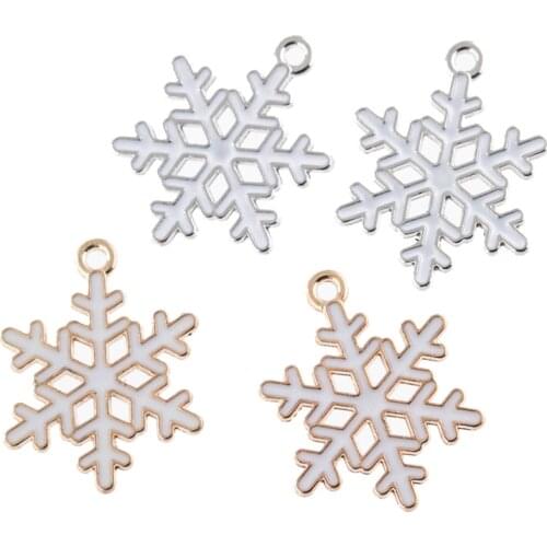 10pcs Antique Gold Silver Color Snowflake Snow Charms Christmas Pendant Findings Accessories DIY Jewelry