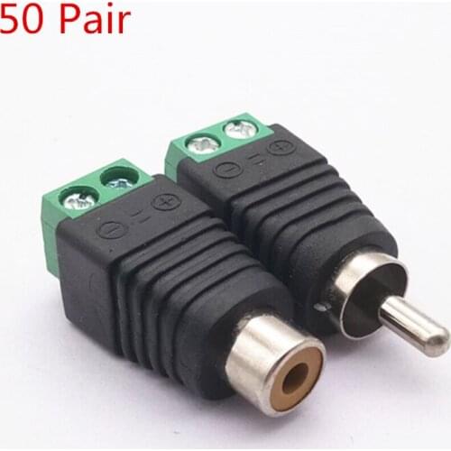 100 RCA Male/Female Plug TO AV Terminal Connector Video Green RCA monitoring Adapter CCTV Phono AV Balun International Standard