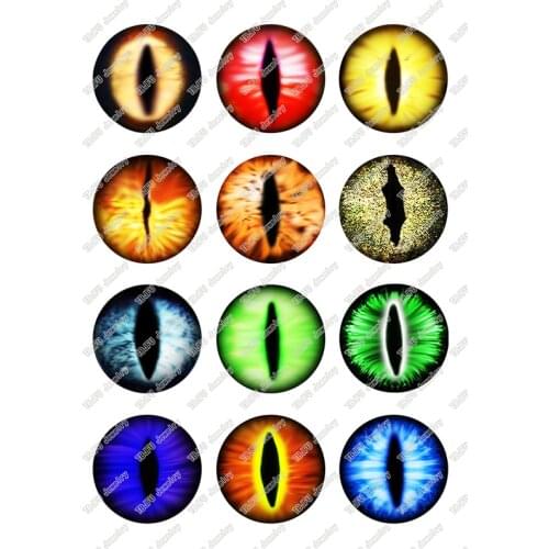 24pcs/lot Many Sizes Colors for Choice Dragon Eyes Round Glass Cabochon Flatback Photo Cameo Pendant Diy Jewelry Findings T106