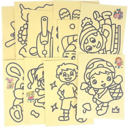 5pcs/lot Kids Drawing Toys Pictures Kid DIY Crafts Education Toy For Children Gift Paper Colorful Sands Sand Painting Children
