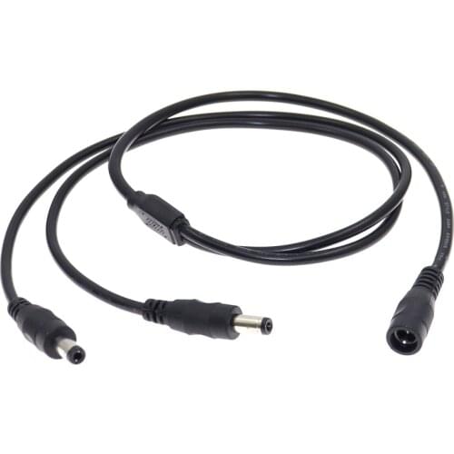 70cm 1 To 2 Splitter DC Power Cable, 5.5*2.5mm Male To Female Y Type Adapter Extension Cable For CCTV Camera LED Strip Light