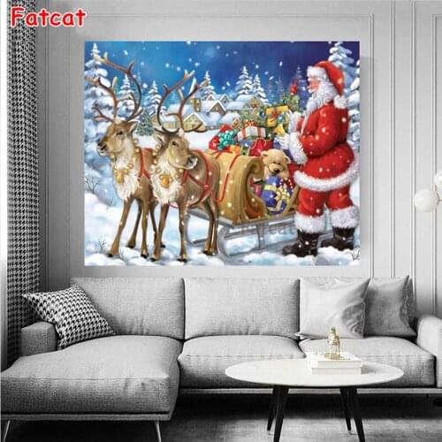 5D DIY Diamond Painting Santa Claus Full Drill Square Diamond Embroidery Mosaic Christmas Rhinestones Pictures Crafts Kit PP2434