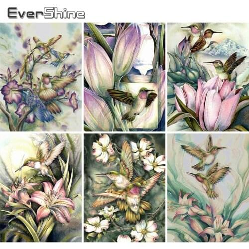 EverShine Diamond Embroidery Animal 5D Full Drill Square Diamond Painting Bird Mosaic Flower Picture Rhinestones Home Decor