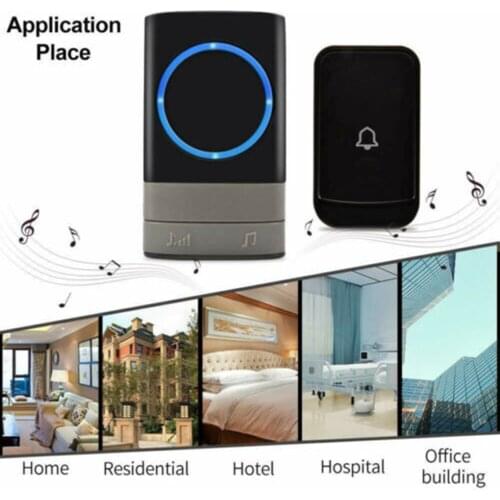 Wireless Door Chime with LED Flash Waterproof Doorbell Adjustable Volume Chime UK Plug 2 Plug-in Receivers