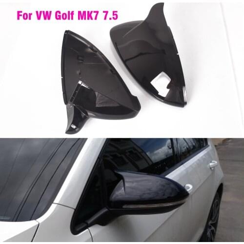 Side Wing Mirror Cover Caps Bright Black Rearview Mirror Case Cover For VW Golf 7 MK7 7.5 GTD R GTI Touran L E-GOLF