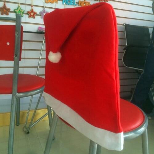 1 Pcs Christmas Decorations Happy Santa Red Hat Chair Back Covers Dinner Decor