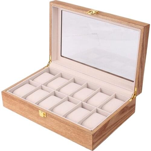 10/12 Slots Watch Box Case Organiser Wooden Portable Jewelry Storage Holder