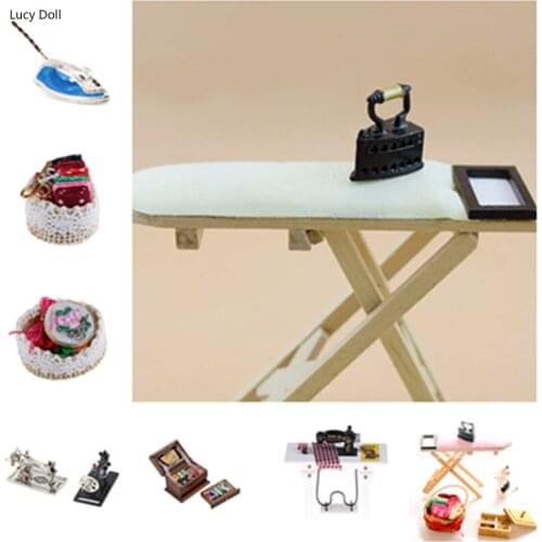 Kids 1:12 Miniature Vintage Sewing Box With Needle Scissors Kit DIY House Decor Accessories Furniture Toys