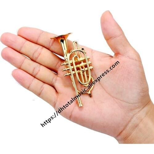 Dh Miniature Cornet Model Mini Musical Instrument Dollhouse Accessories Ornaments Birthday Christmas Gift Home decoration