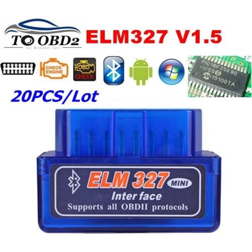 20PCS/LOT ELM327 Super Mini V1.5 Bluetooth ELM 327 Version 1.5 OBD2 for Android Torque Car Code Scanner FW V1.5 Diagnostic tool
