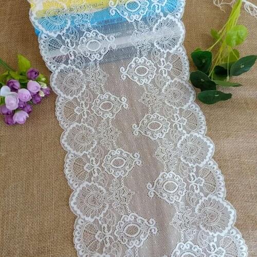 E1780 Width 24CM Black Chantilly Colorful Wide Lace Trim Band Ribbon For Ladies Vest Corset Nightgown Bib