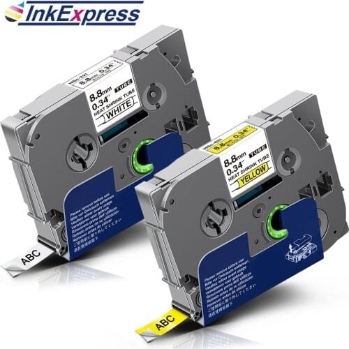 3PK Labels For Brother HSe-221 HSe-621 Label Tape HSE Tape Black on Yellow Heat Shink Tubes For Brother P-touch Label Maker