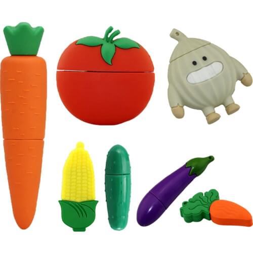 Funny Cartoon Vegetable USB 2.0 Flash Drives Cute Food Carrot Pendrive 4GB 8GB 16GB 32GB Memory Stick Storage Creative U Disk