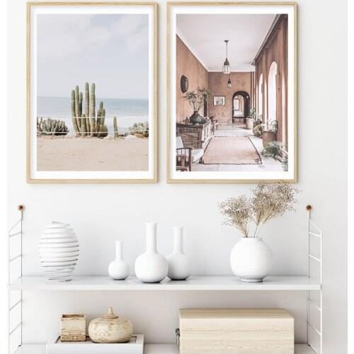 Morocco Beige Nature Landsacpe Palm Tree Leaves Canvas Painting Wall Art Picture Prints Kitchen Posters Aesthetic Room Decor