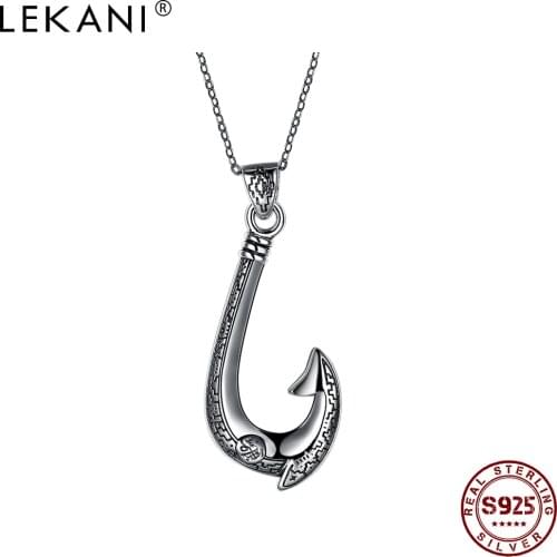 LEKANI 925 Sterling Silver Necklaces For Women And Men Classic Hook Pendant Necklace Unisex Jewelry Birthday Gift Best Friend