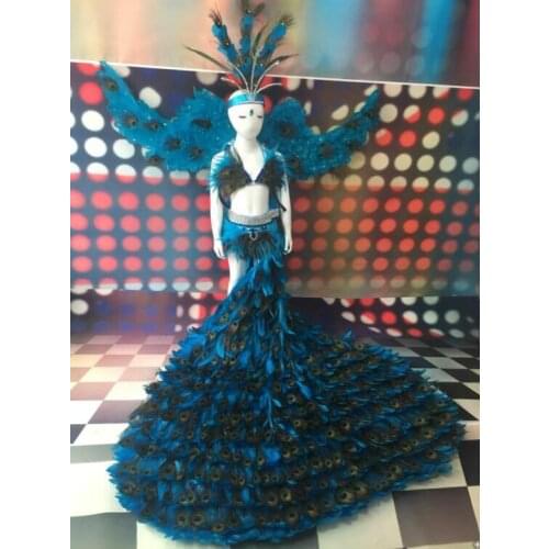 Feather creative swimsuit cloak T station serves stage costumes Chaofu children stage girl model