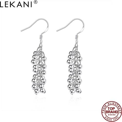 LEKANI New Silver Color Grape Beads Creative Design Earrings For Women High Quality Retro Simple Fashion Jewelry Best Selling