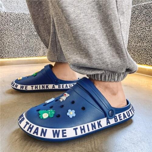 Summer Men Women Slippers Outdoor Clogs Beach Sandals Platform Garden Shoes Comfortable Indoor Home Slides Bathroom Slippers 45