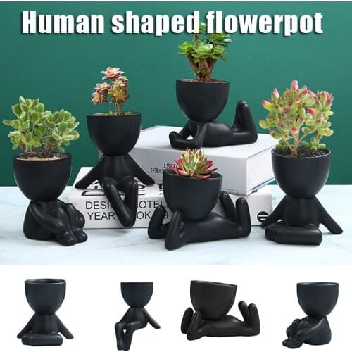 Mini-Family Flowerpot 1/5pcs Human Being Shape Ceramic Mini Desktop Pot for Succulents C1