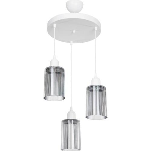 Modelight Aksel 3'lü Avize Füme Optik Camlı Beyaz