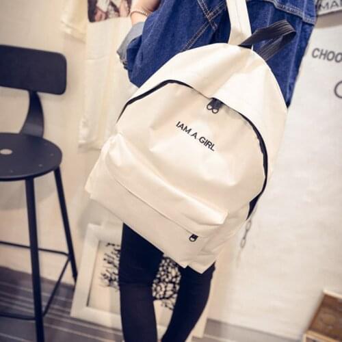 Fashion Womens Backpack Letters Solid Color Canvas Backpack Korean Middle School Students Schoolbag Couple Travel Backpack