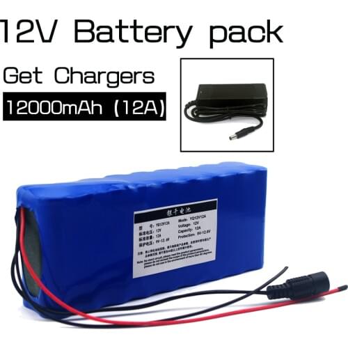 12v12ah Lithium Battery Monitors 12.6V 35W xenon lamp hunting battery medical equipment kit + 12V 3A battery charger