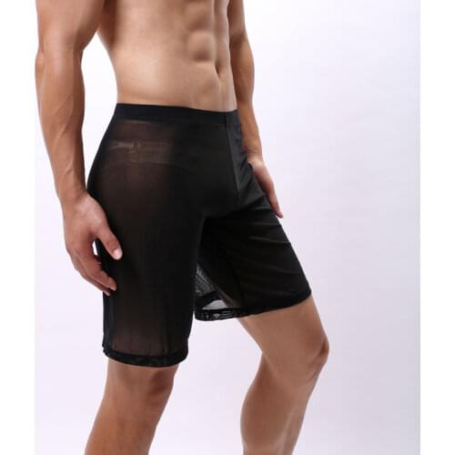 Men Ultra-thin Underwear Transparent Men Boxer Sculpting Half-length Solid U Convex Pouch Boxer Mens Long Underwear Gay Wear