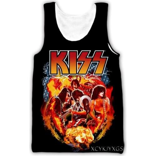Xinchenyuan New Men/Women 3D Printed Kiss Band Casual Vest Fashion Streetwear Men Loose Sporting Tank Top D32
