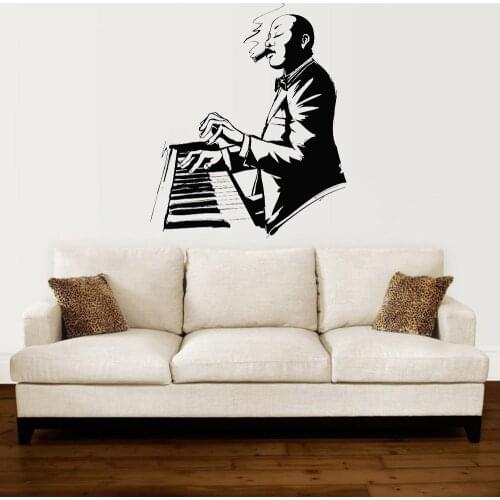Jazz Singer Music Wall Stickers For Cafe Musical Vinyl Wall Decal For Living Room Nodic Home Interior Design Art Murals W809