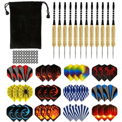 12PCS/Set 20g Soft Tip Darts Set Kit Steel Darts Needle Flight Rod Leaf Shooting Dartboard Accessories Metal Head Copper Plated