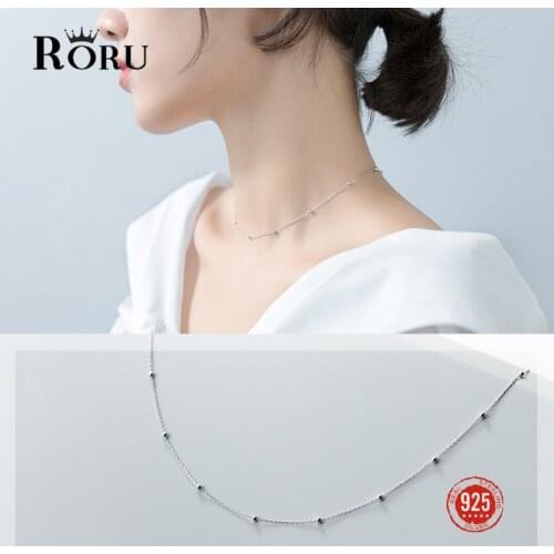 Genuine 100% 925 Sterling Silver Cross Chain Glossy Bead Choker Necklace Women Minimalist Fine Jewelry Cute Accessories