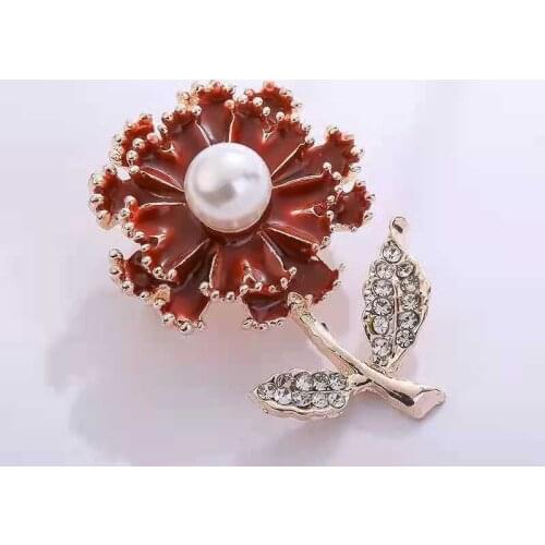 New Carnation Dripping Oil Alloy Needle Fashion Temperament Clothing Accessories Corsage Collar Waist Needle Mom’S Birthday Gift