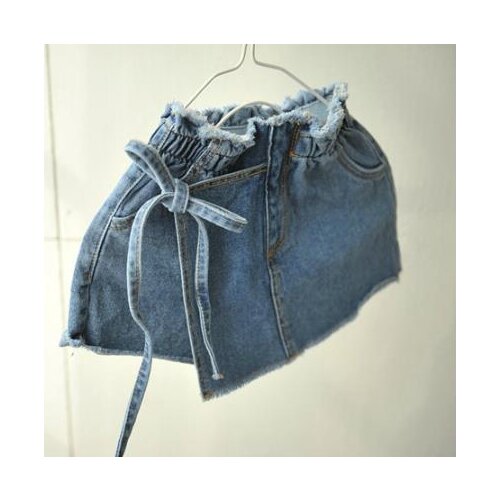 2019 summer new childrens wear girl skirt personality tie wash jeans joker half skirt