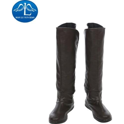 ManLuYunXiao Star Cosplay Wars Rey Cosplay Boots Leather Brown Halloween Carnaval Women Shoes