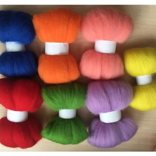 Merino combed 100% wool felting needle wool fiber 10g/7pcs/lot