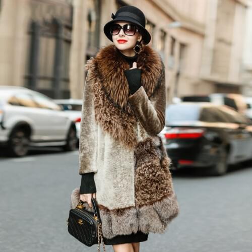 Natural Fur Coat Female Real Fox Raccoon Fur Collar Shearing Jacket Women Clothes 2020 Korean Vintage Double Faced Tops LW2180