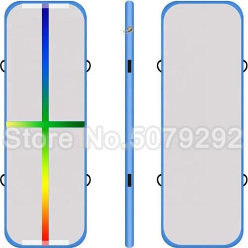 Blue Rainbow Line Inflatale Gym Mat Drop Stitch Material Inflatable Bouncing Mat With Pump 3M Air Track/Air Floor/Air Mat Cheap